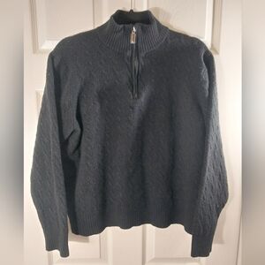 J.Crew Men's Black Half-Zip 100% Lambs Wool Sweater Size L